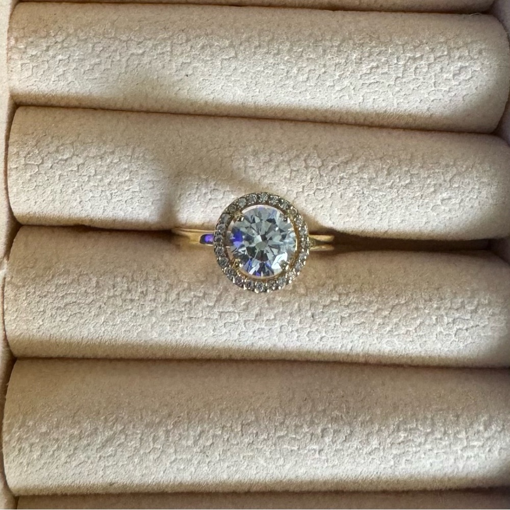 Pandora Round Sparkling Halo Ring size 6